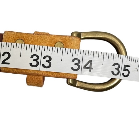 Anthropologie Tapered Eyelet Laser-cut Suede Leather Belt Mustard Gold - Picture 9 of 9